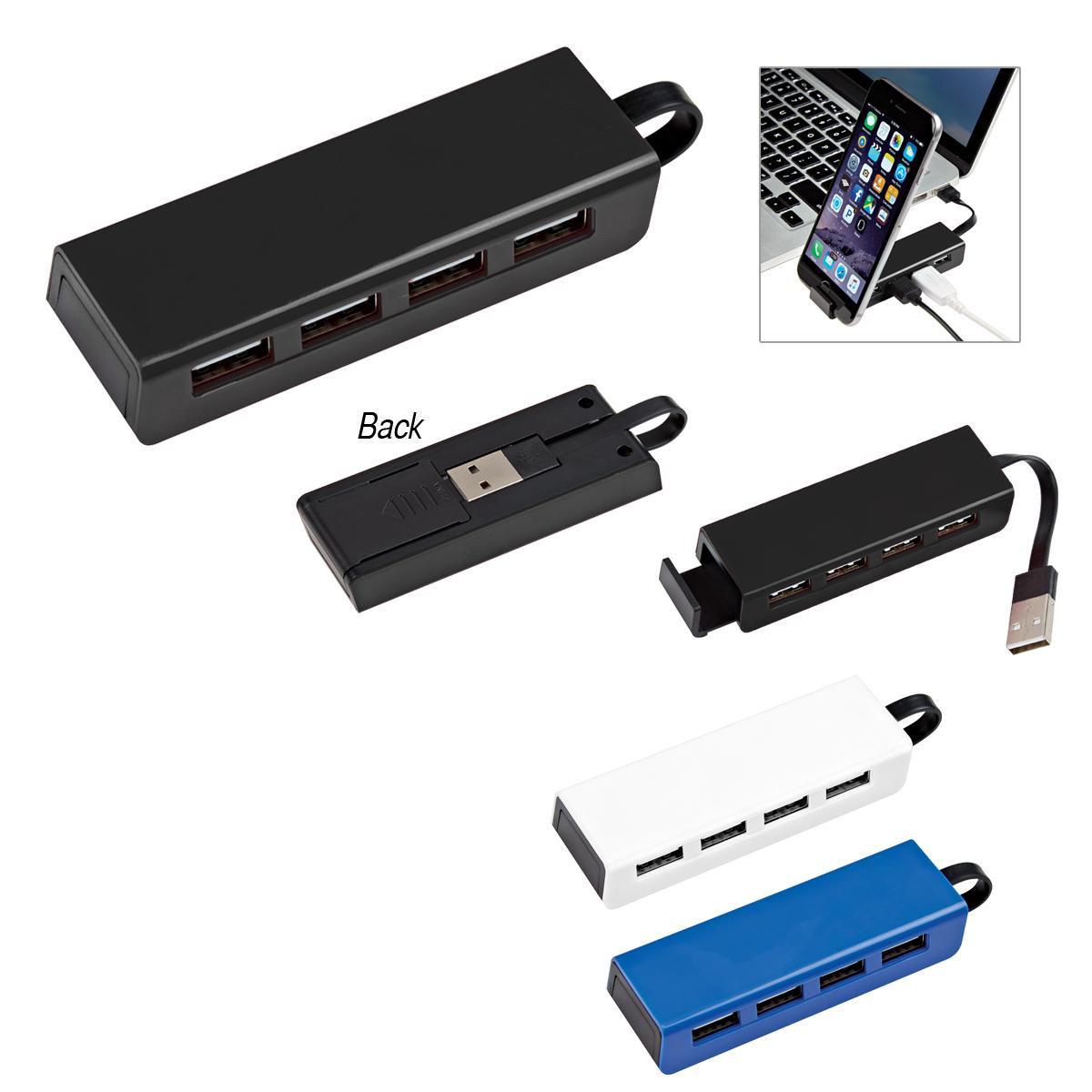 4-Port Traveler USB Hub With Phone Stand