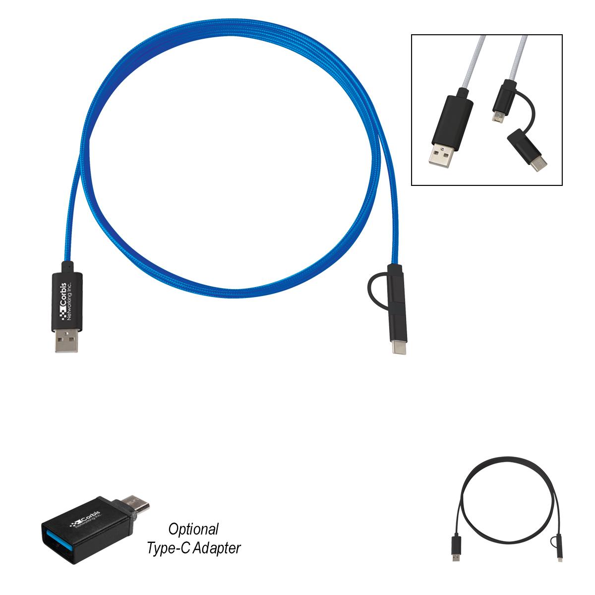 3-In-1 10 Ft. Braided Charging Cable