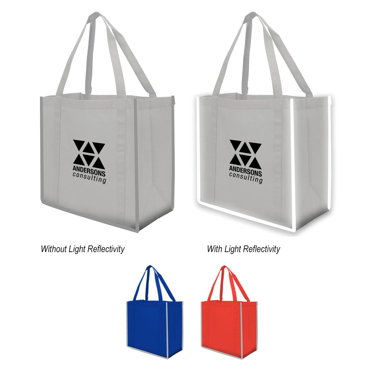 Reflective Shopper Reflective Large Non-Woven Grocery Tote Bag