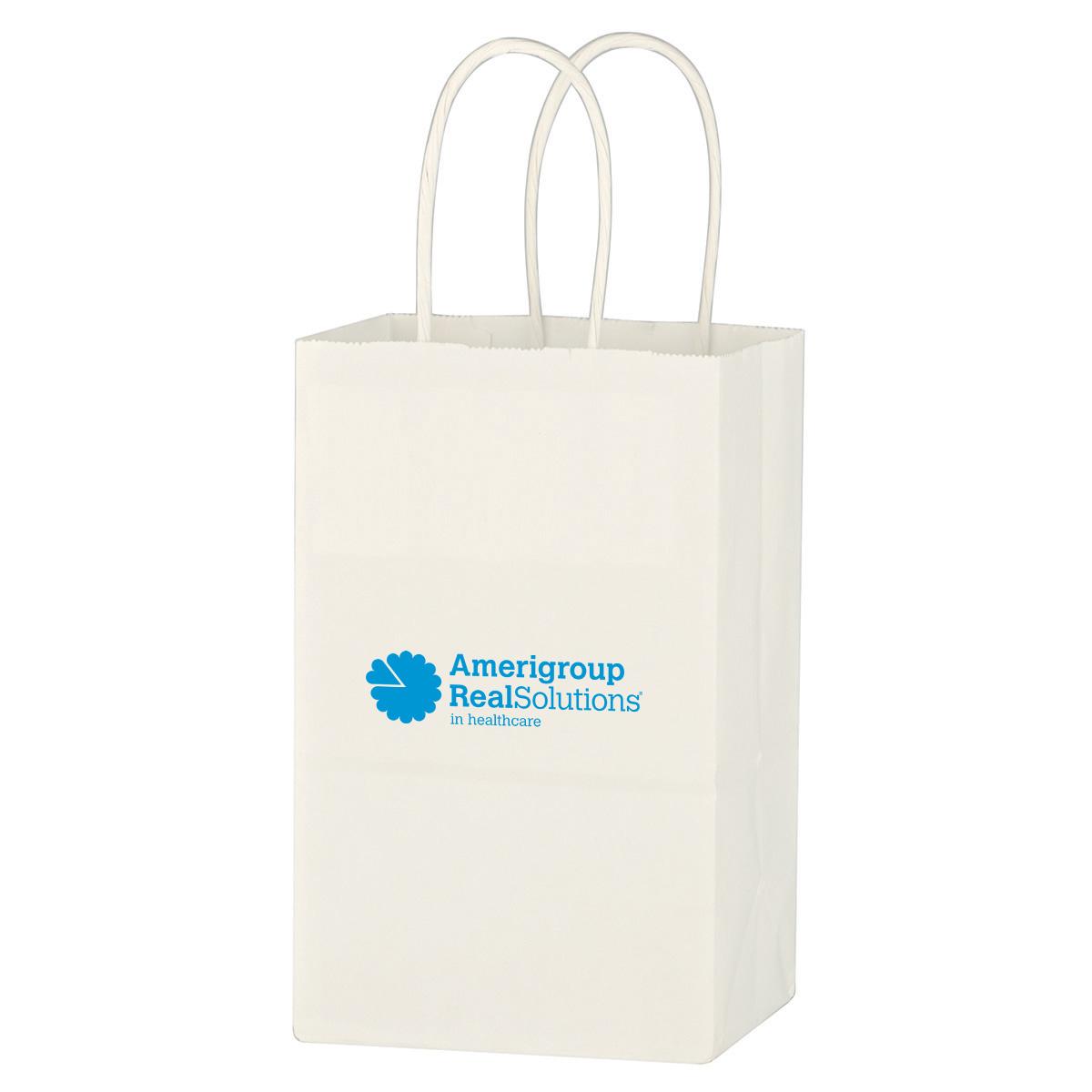 Kraft Paper White Shopping Bag – 5-1/4″ X 8-1/4″