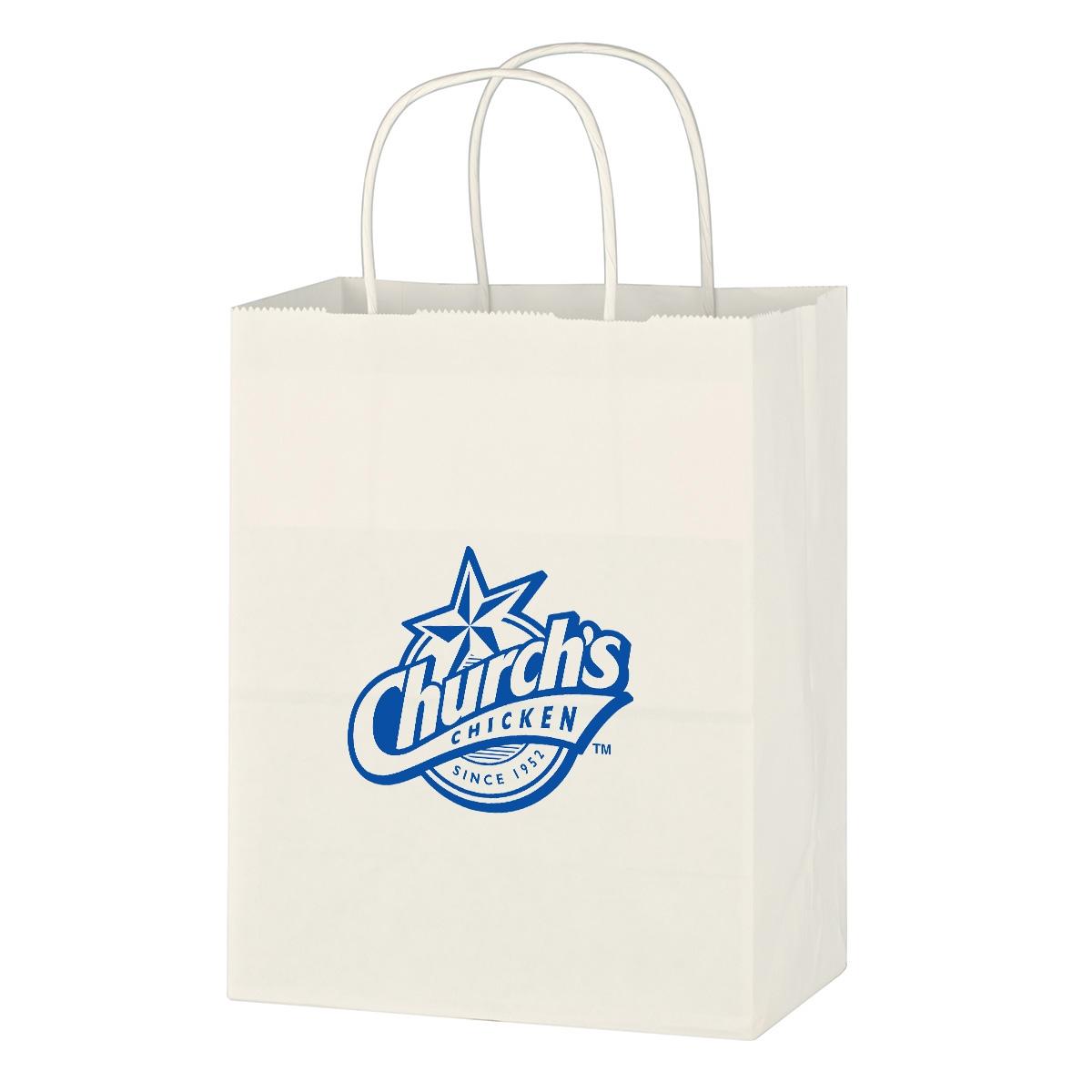 Kraft Paper White Shopping Bag – 8″ x 10-1/4″