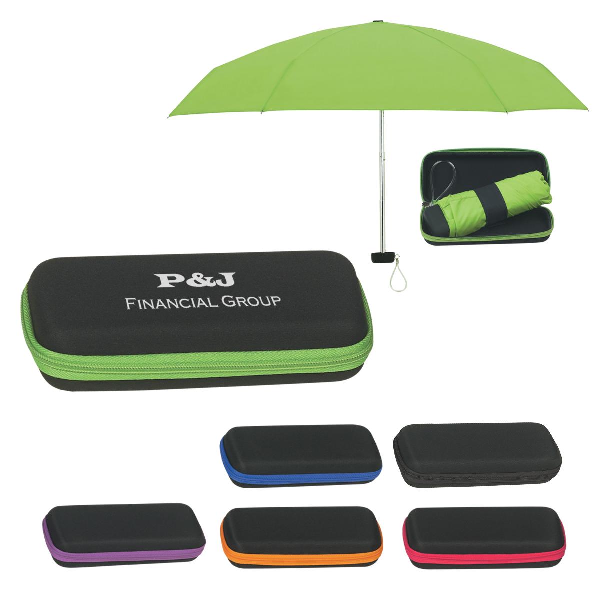 37″ Arc Telescopic Folding Travel Umbrella With Eva Case