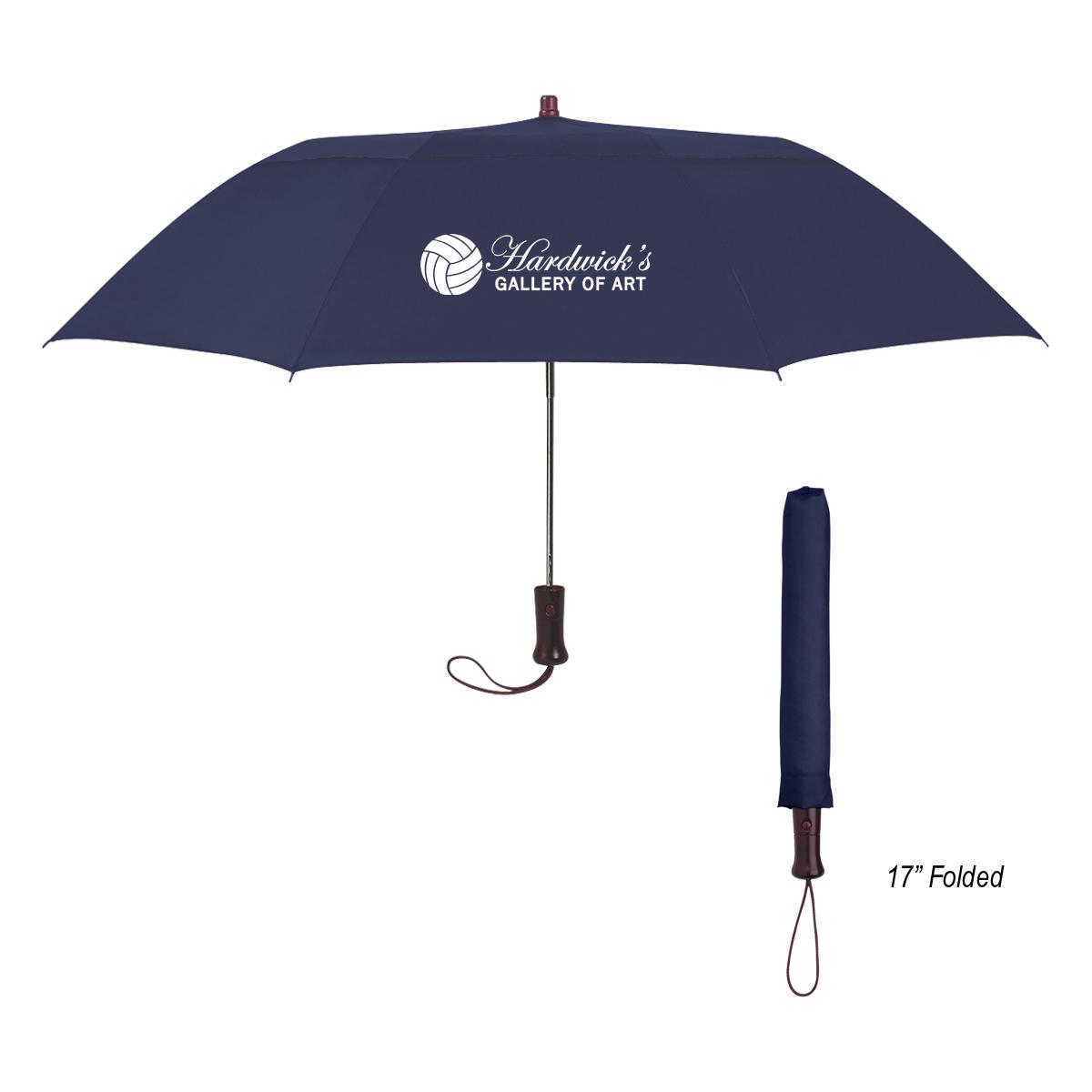 44″ Arc Telescopic Folding Wood Handle Umbrella