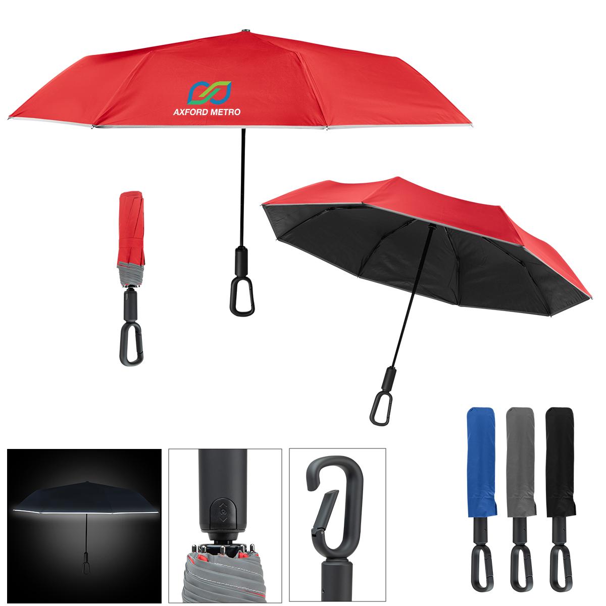 46″ Arc Reflective Umbrella With Carabiner Handle