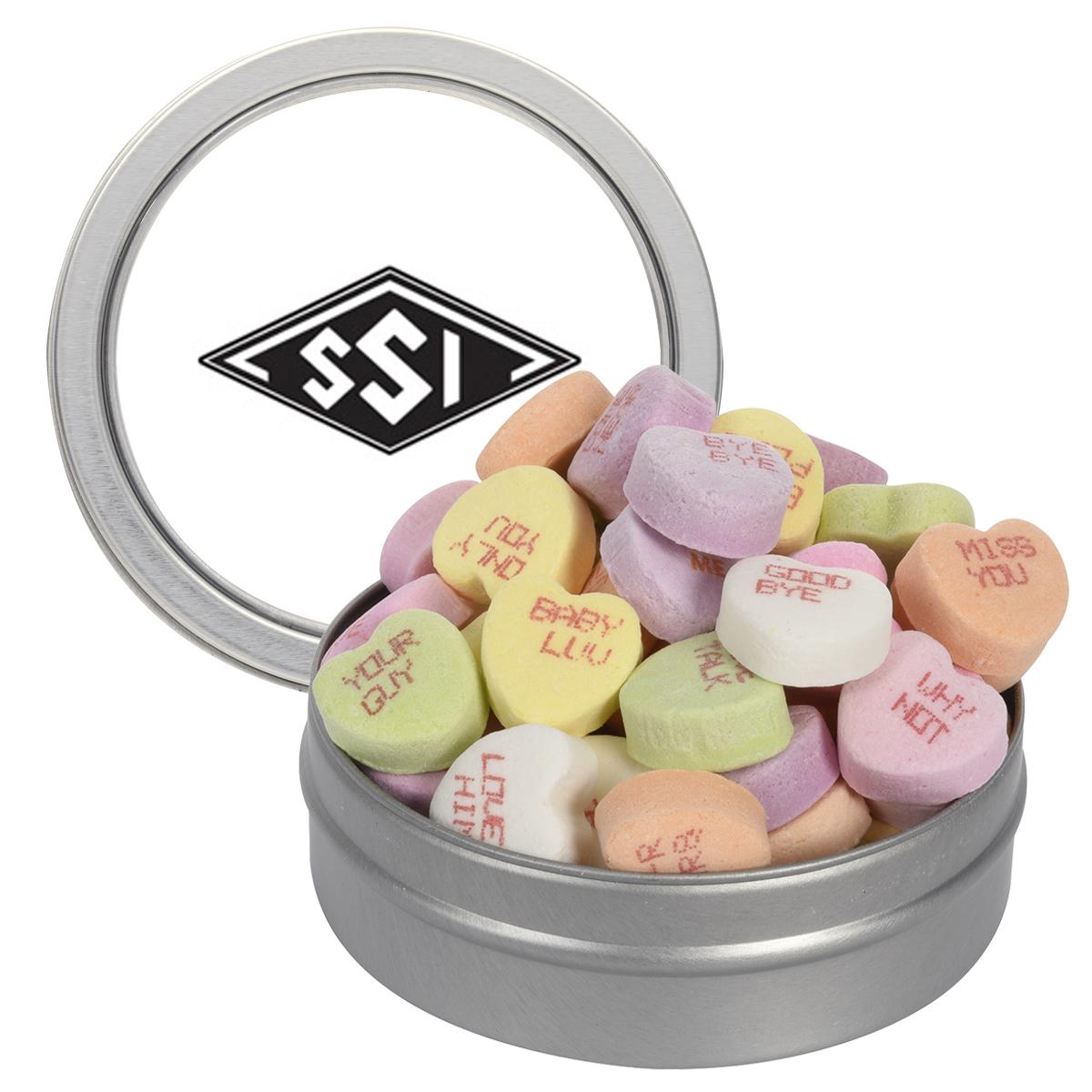 Short Round Tin with Conversation Hearts